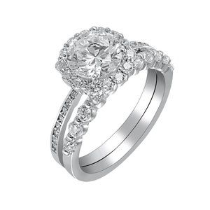 .925 Sterling Silver, 1.5 cw AAA Grade Cubic Zirconia Engagement Style Ring